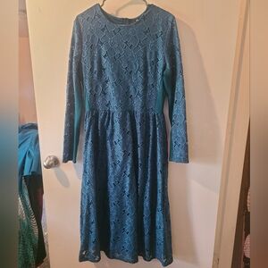 H&M Teal Lace Midi Dress